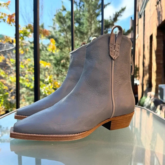 New Free People We The Free Wesley Ankle Boot Shoes Leather Heeled Sky Blue 8 - Picture 12 of 14